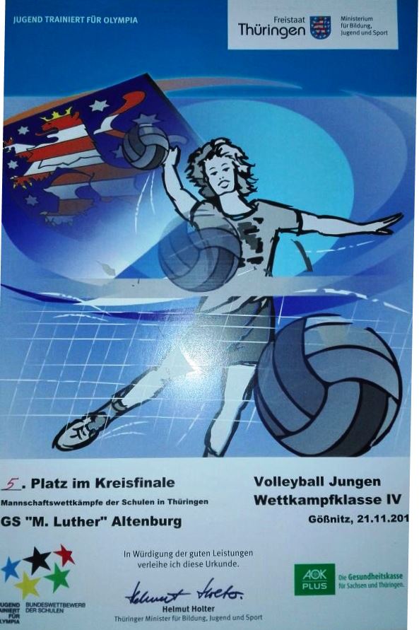 Urkunde Volleyball 21.11.17